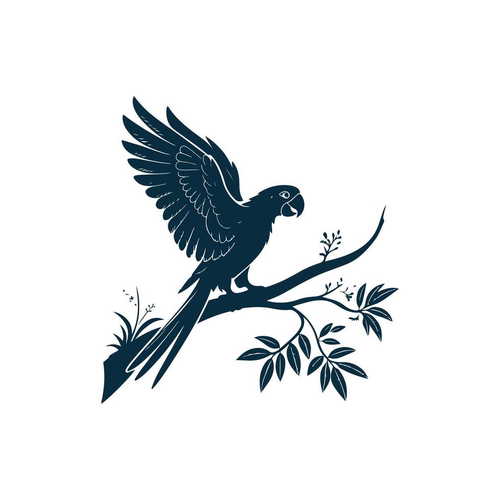Simple Parrot Bird Silhouette Style with white background vector