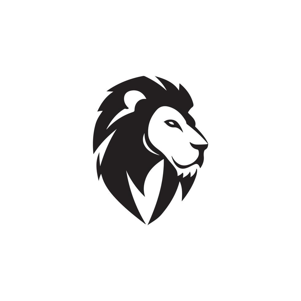 Lion Face Silhouette Style white background vector