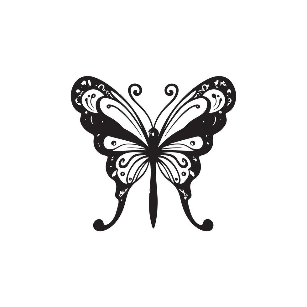 Butterfly silhouette Style white background vector