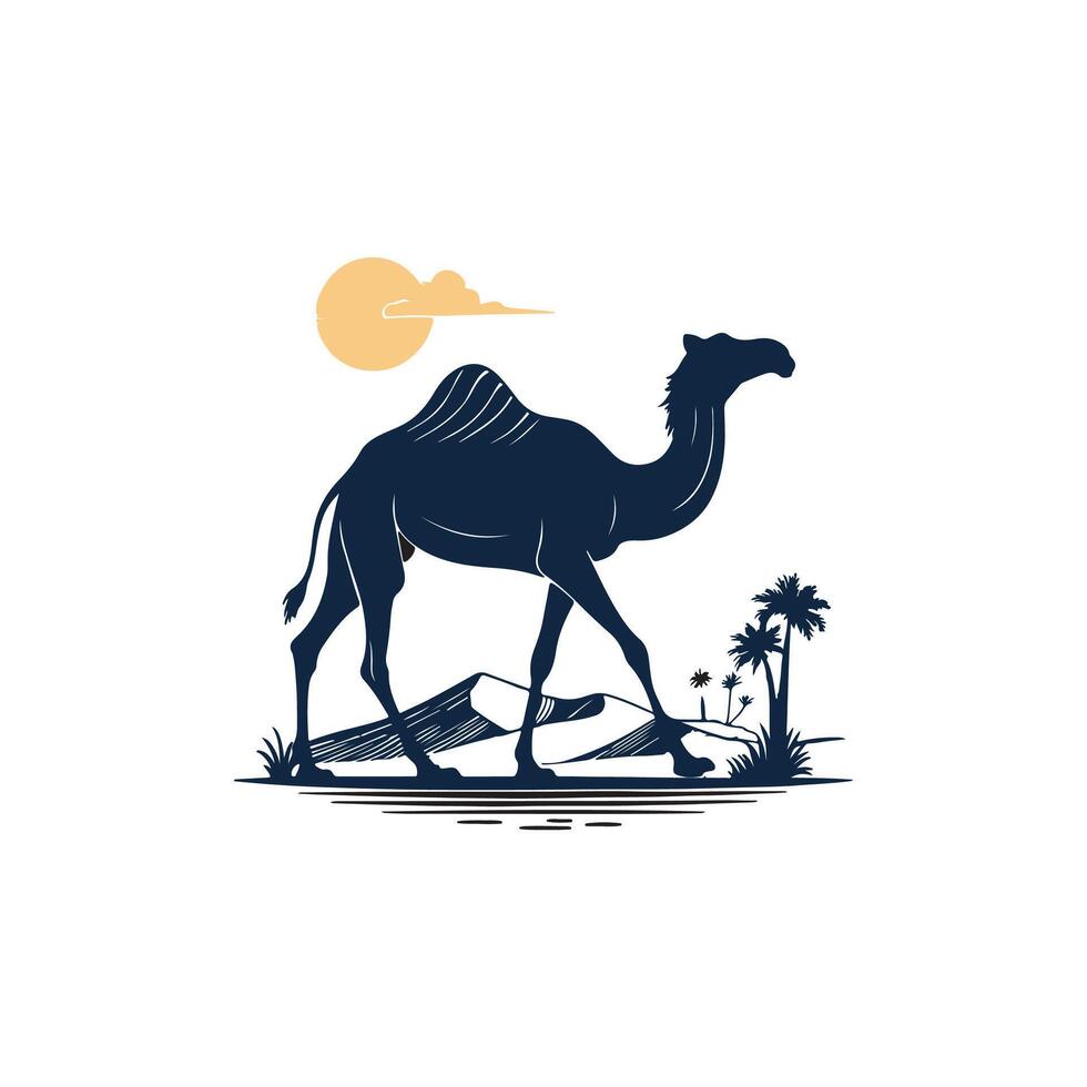 Simple Camel silhouette Style with white background vector