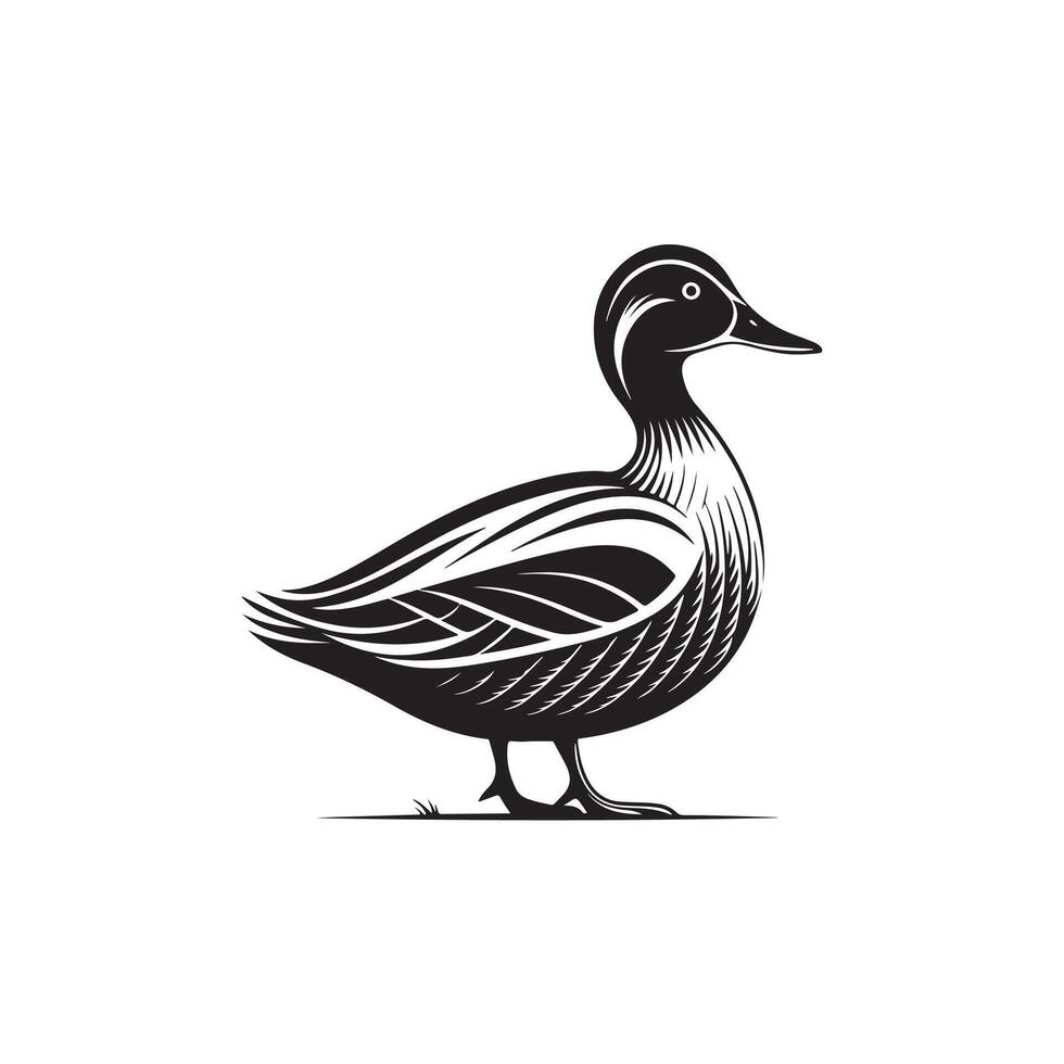 Simple Duck Silhouette Style with white background vector