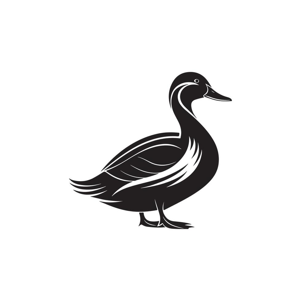 Simple Duck Silhouette Style with white background template vector