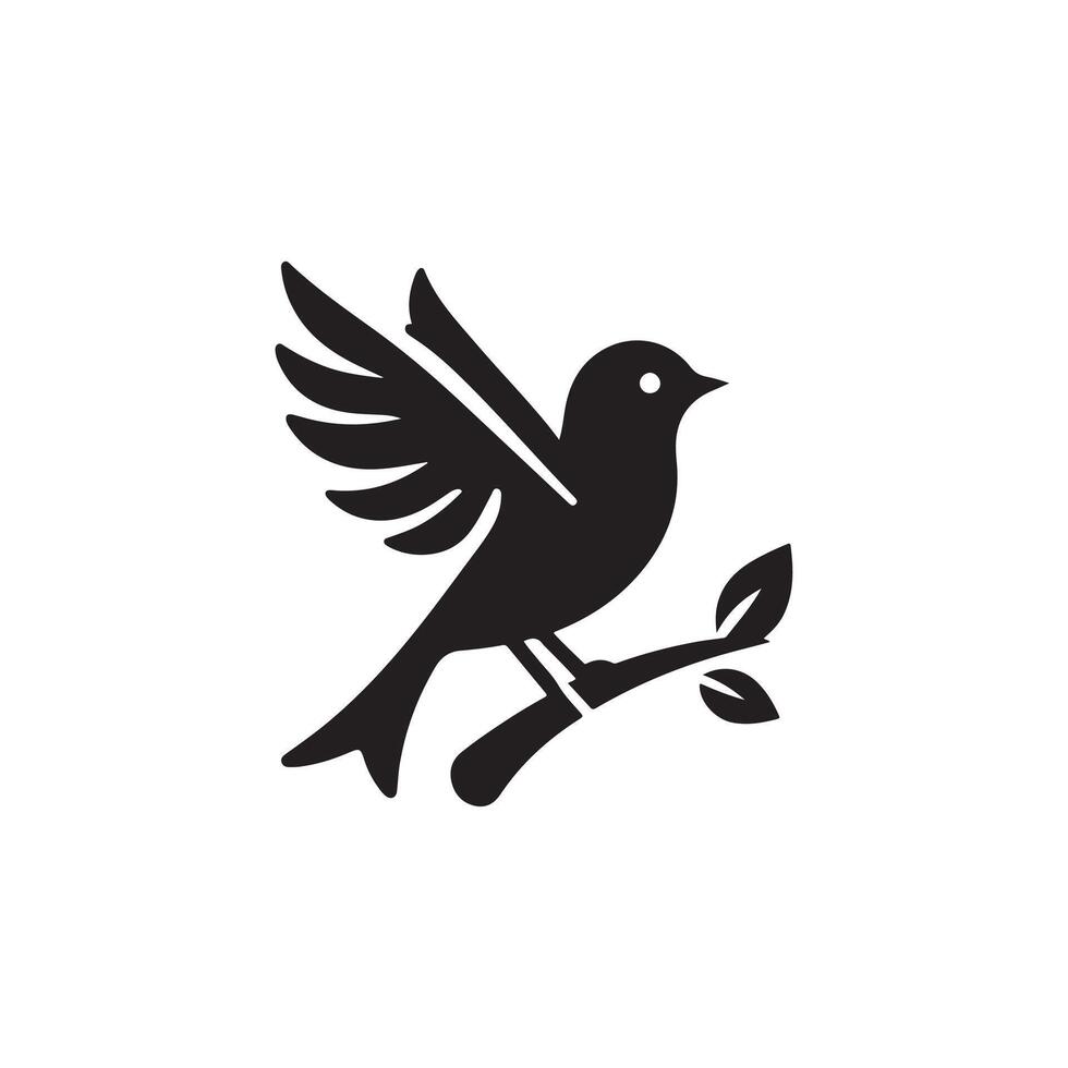 Simple Bird silhouette with white background vector