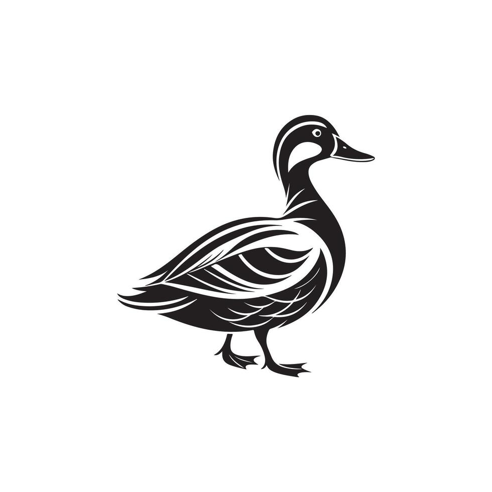 Simple Duck Silhouette Style with white background design vector