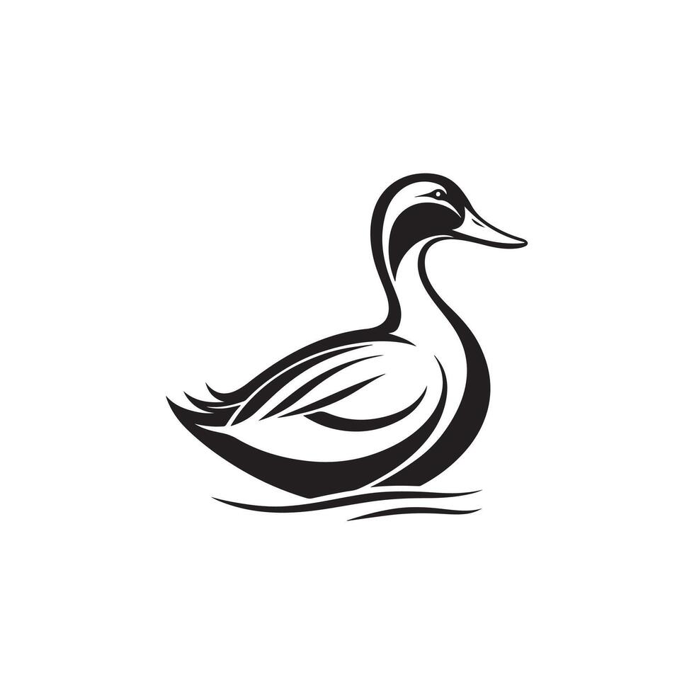 Simple Duck Silhouette Style Template vector