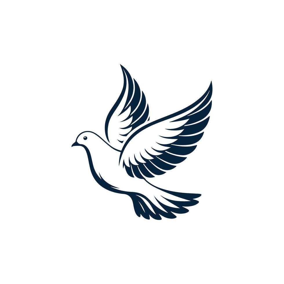 Dove silhouette with white background vector