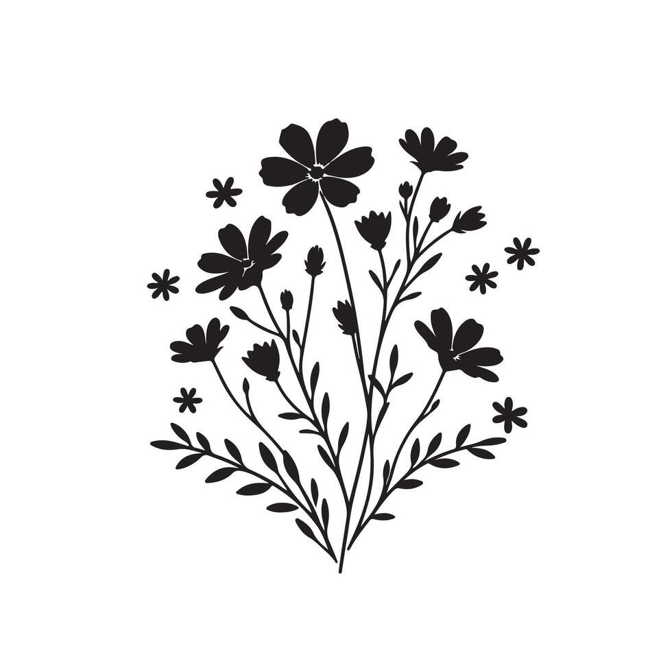 New Flower Silhouette Style with background vector