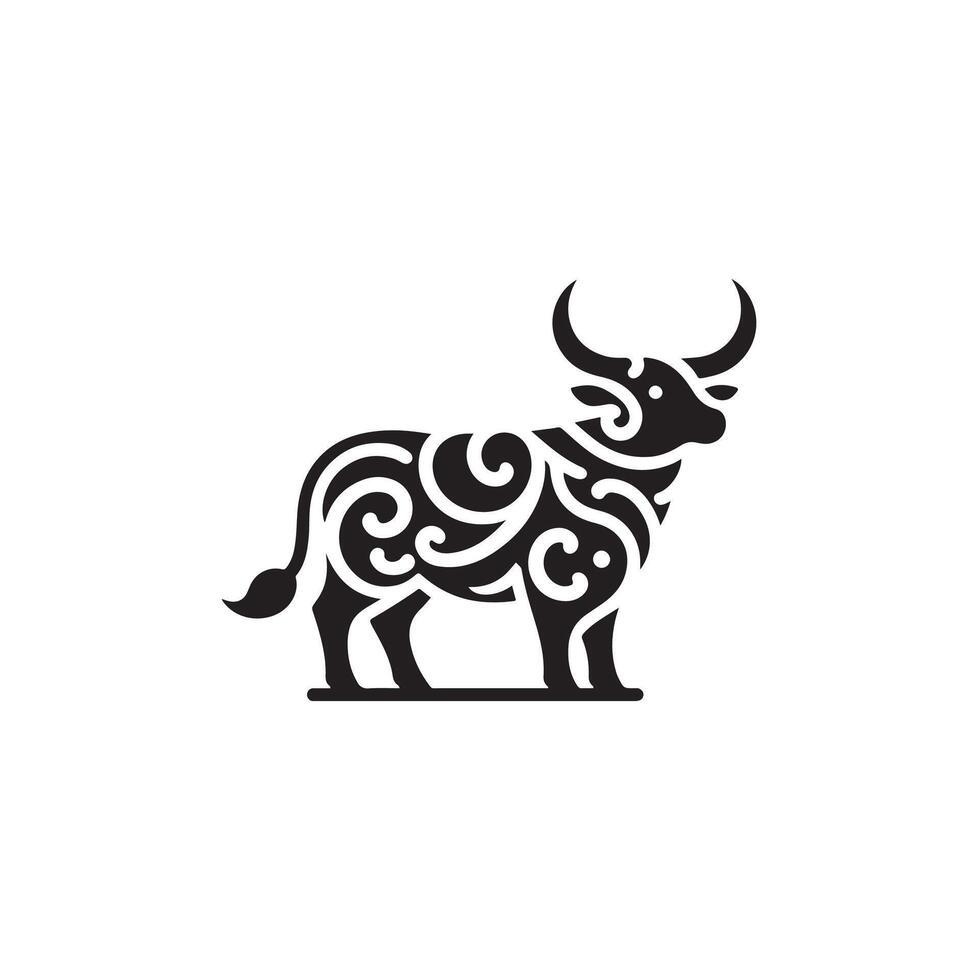 Cow silhouette with white background vector