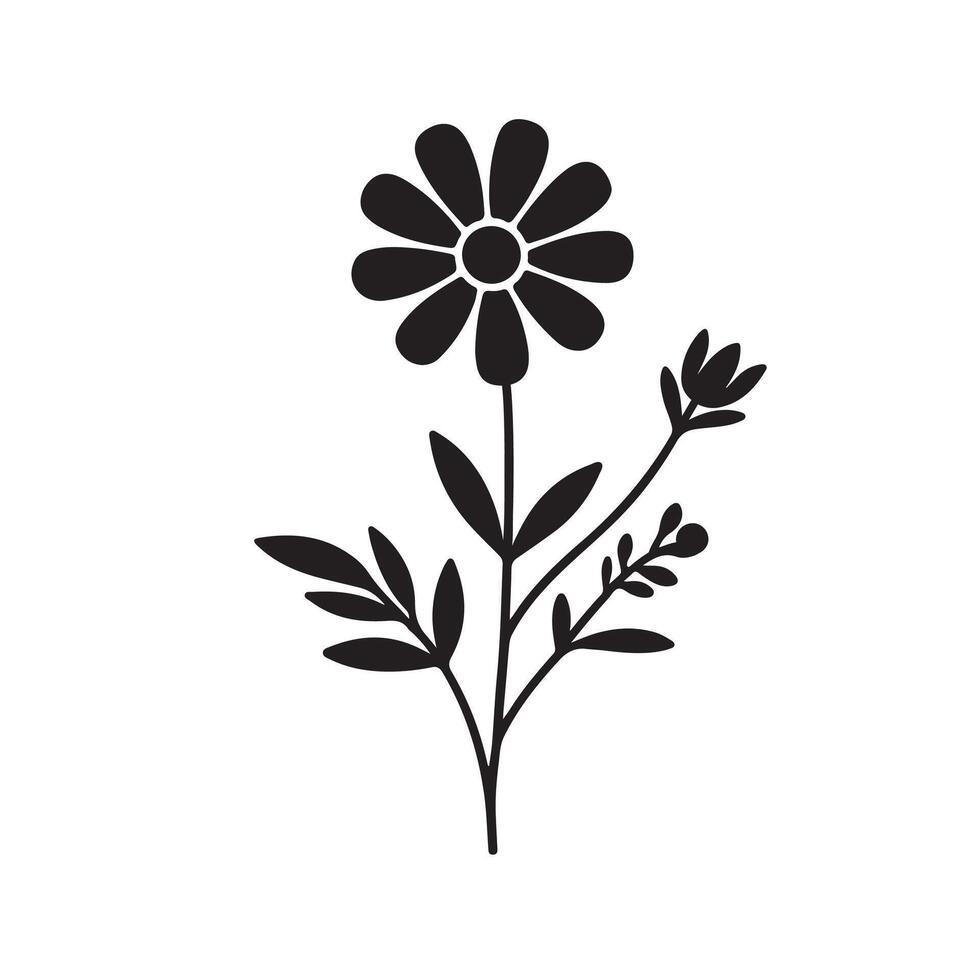 New Flower Silhouette Style with white vector