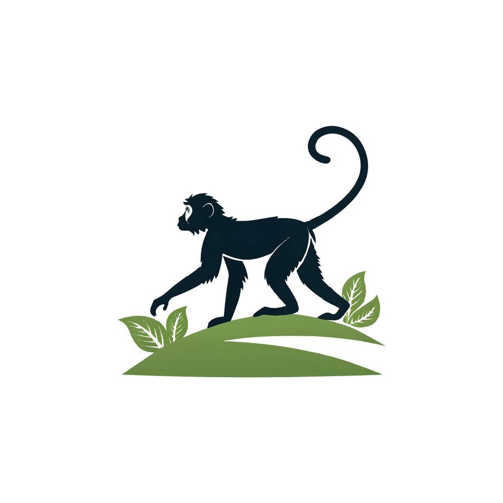 Creative simple Monkey silhouette with white background vector