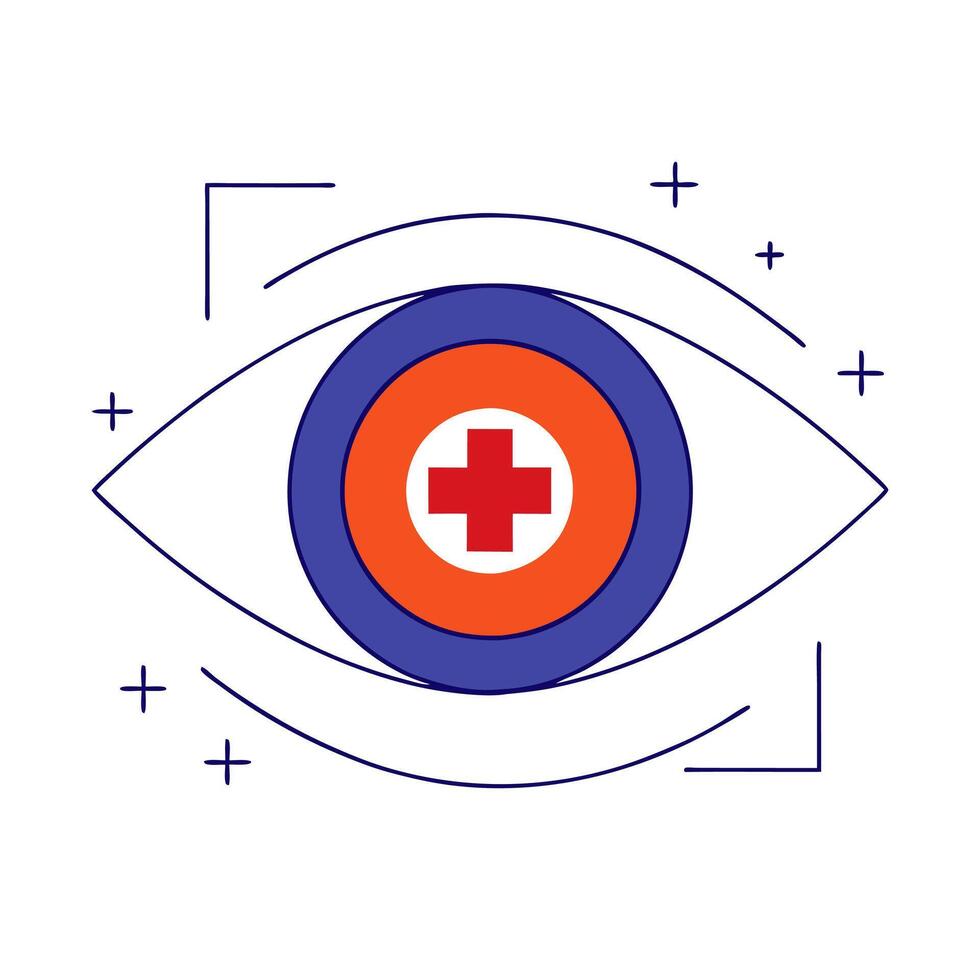 An eye with a red cross on it vector