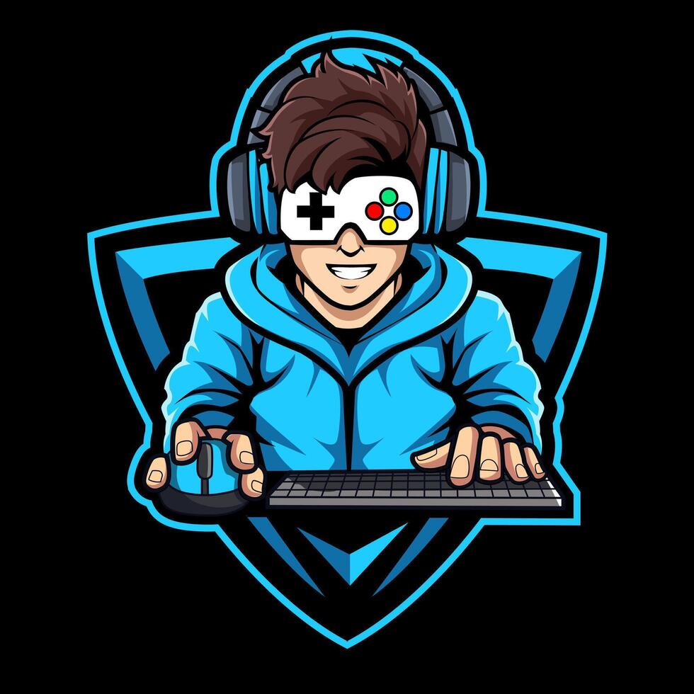 gamer streamer mascot logo illustration vector