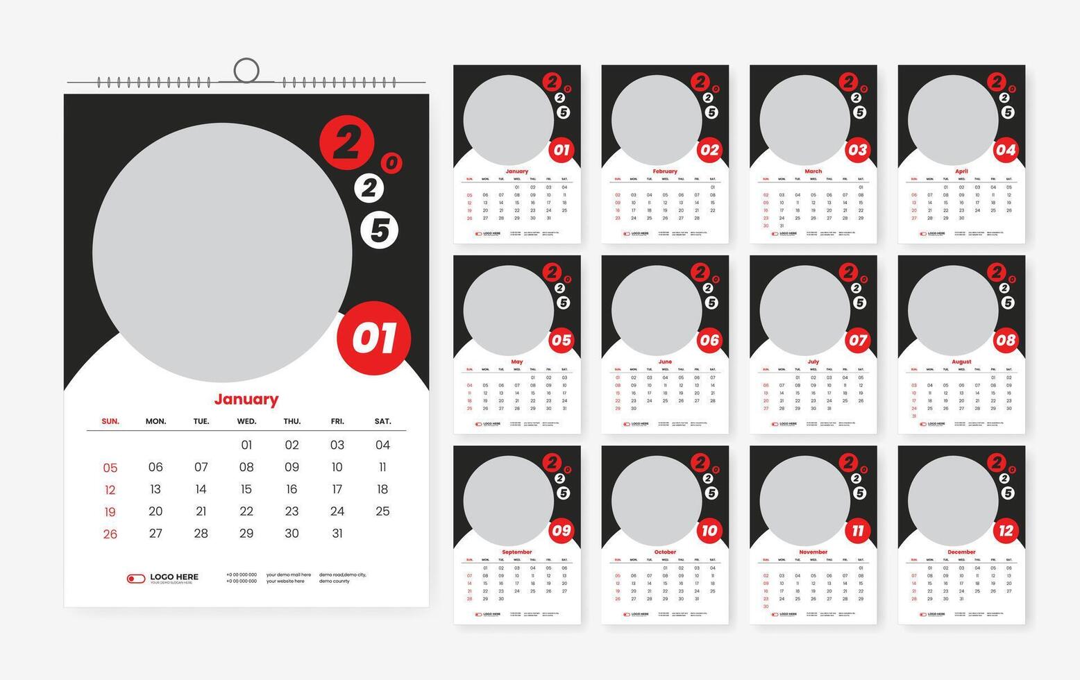 2025 calendar design vector
