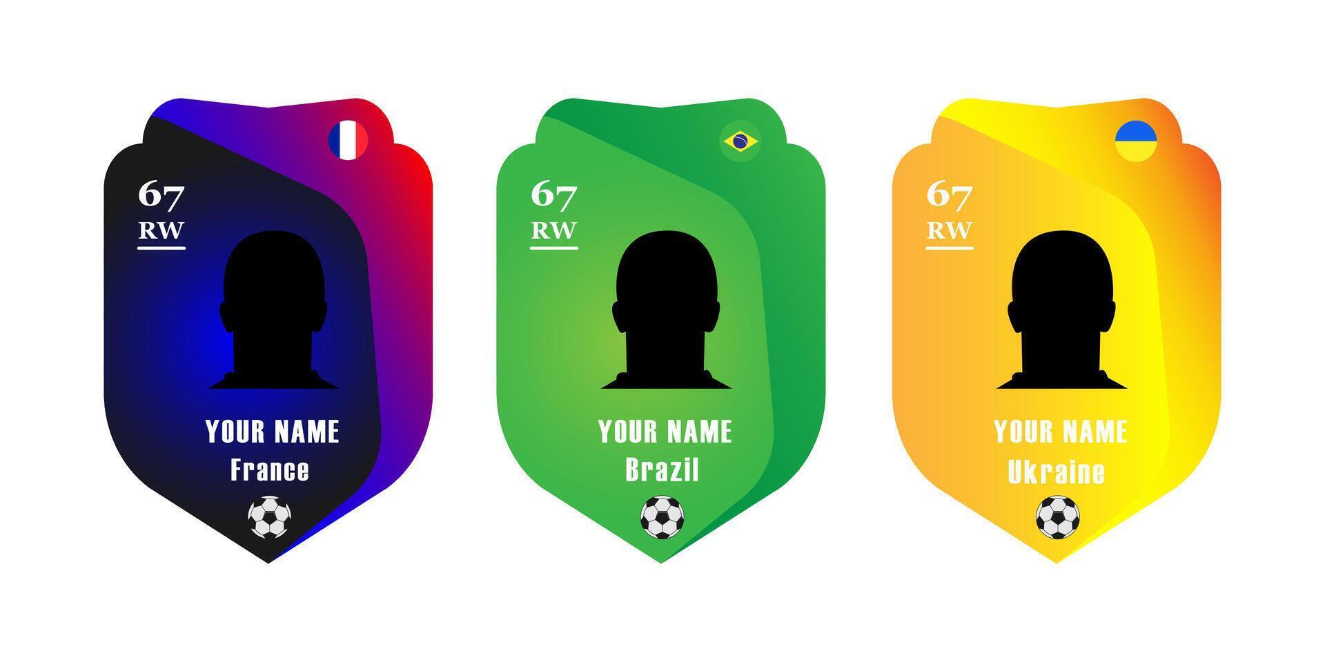 football player card with countries vector