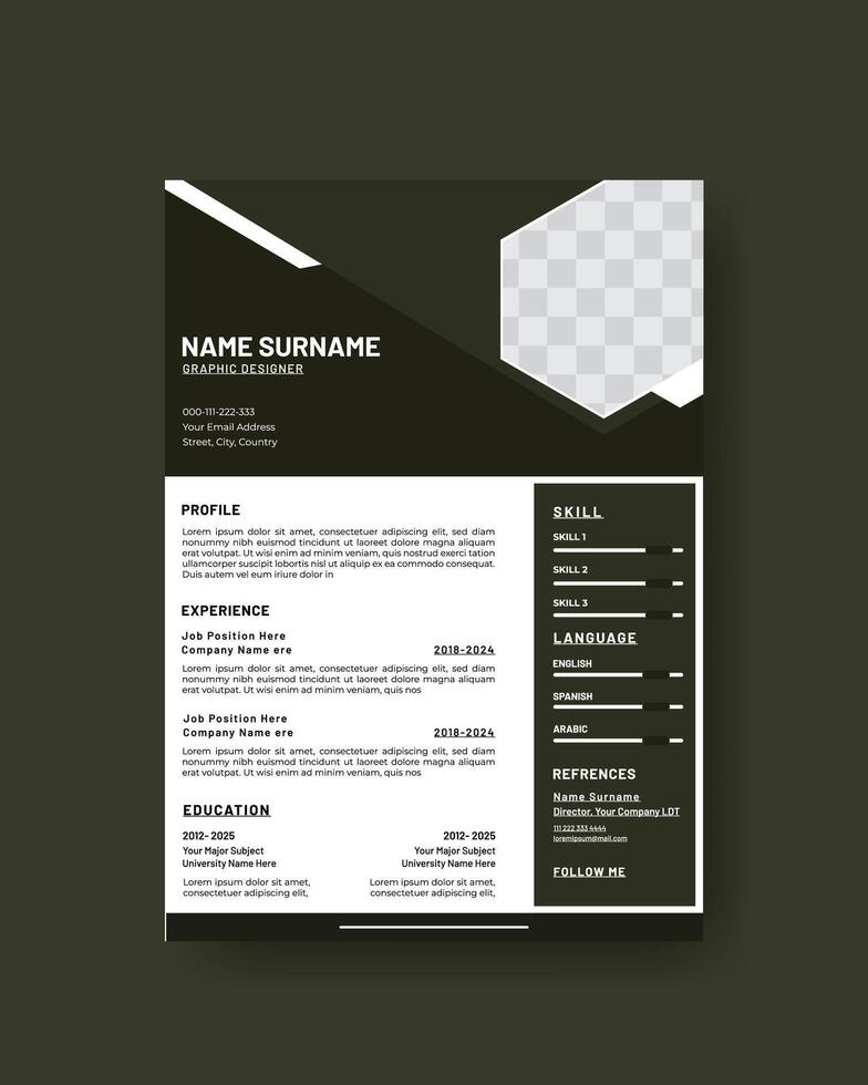 Professional CV Template design. vector