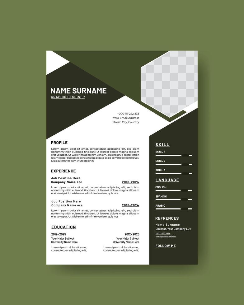 Simple and elegant CV resume template vector