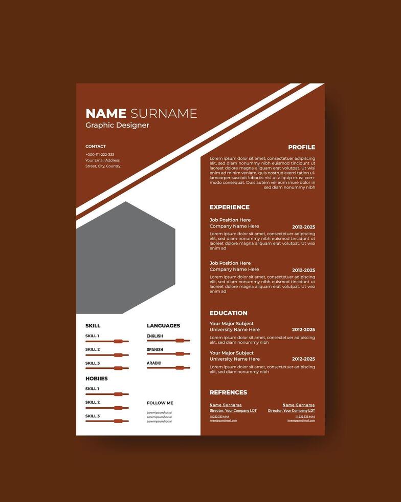Professional Resume template with minimalist design vector