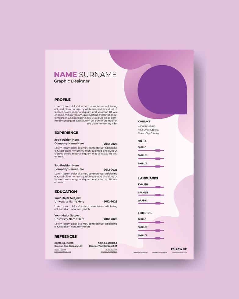 Abstract Resume Template. vector