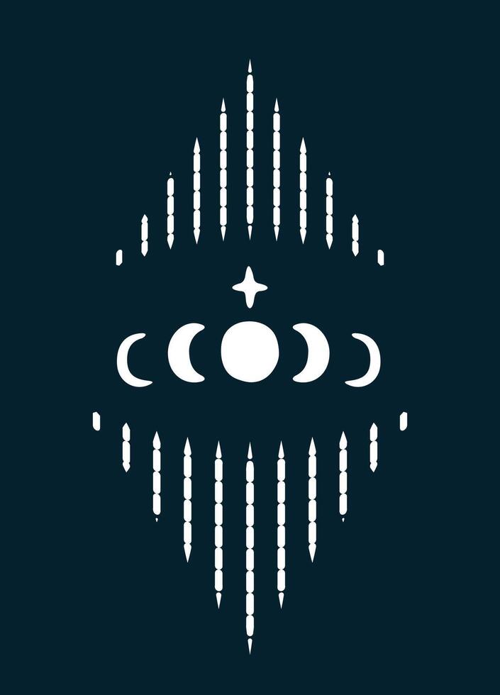 Print with moon phases and shining vector