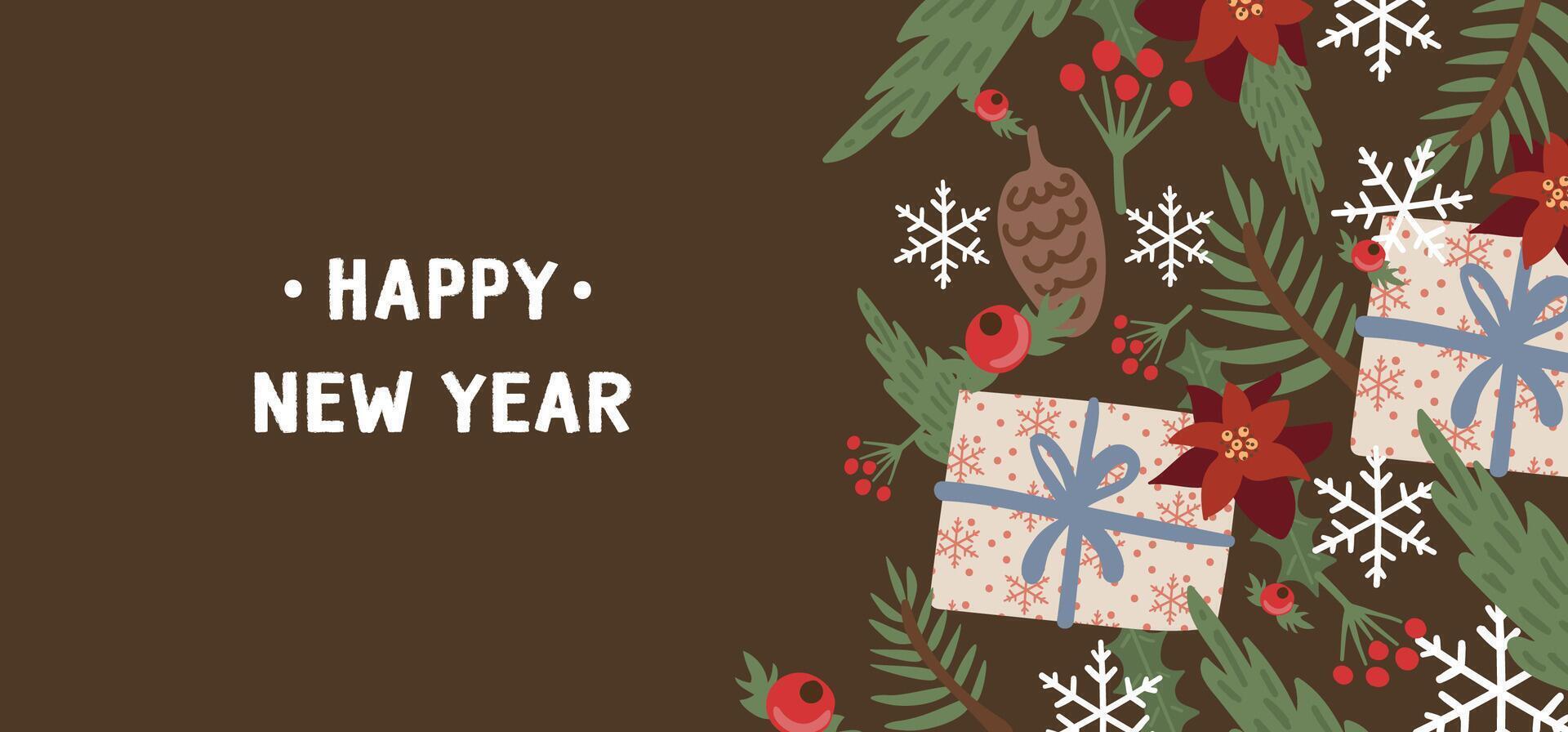 Christmas banner editable template on a brown background vector