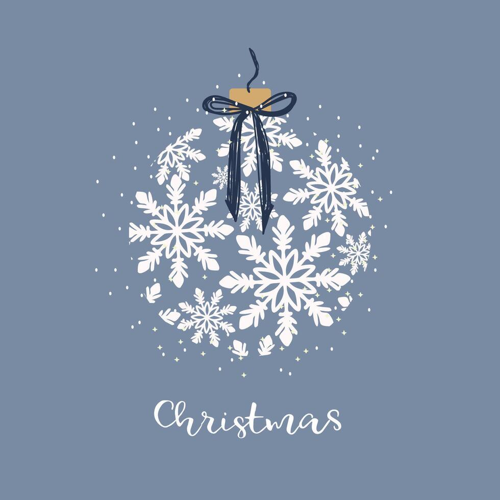 new year christmas card with snowflakes. template with cute elements for design vector
