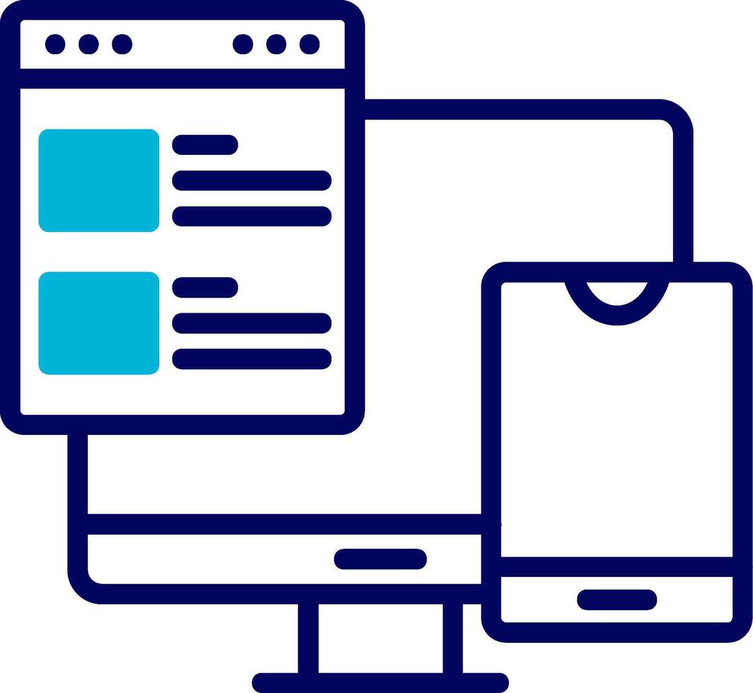 Responsive Web Design Blue Mixed Icon vector