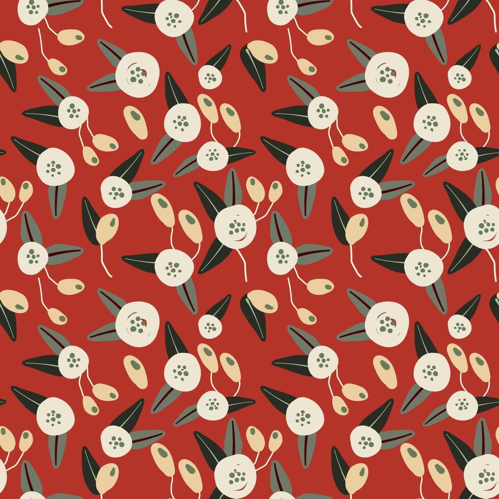 A picturesque and idyllic floral pattern with hand-sketched florals. vector