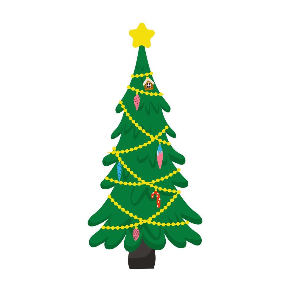Festive decorated tree ready for holiday celebration in a joyful setting vector