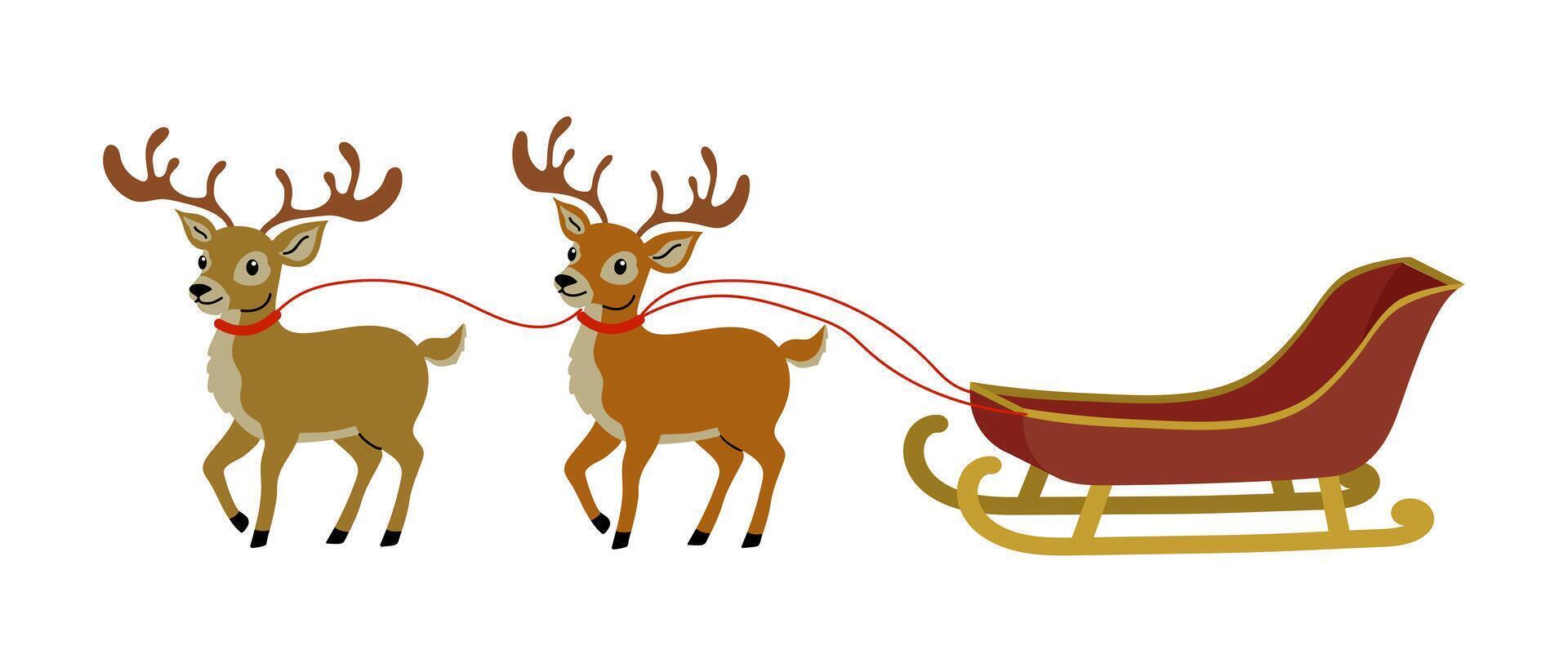 Reindeer pulling a traditional sleigh during winter festivities vector