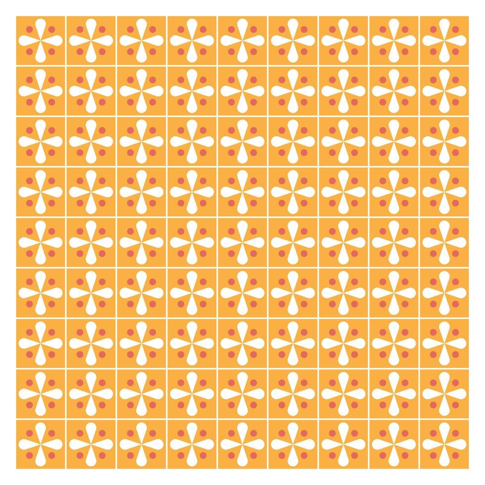 Orange and White Retro Tile Pattern vector