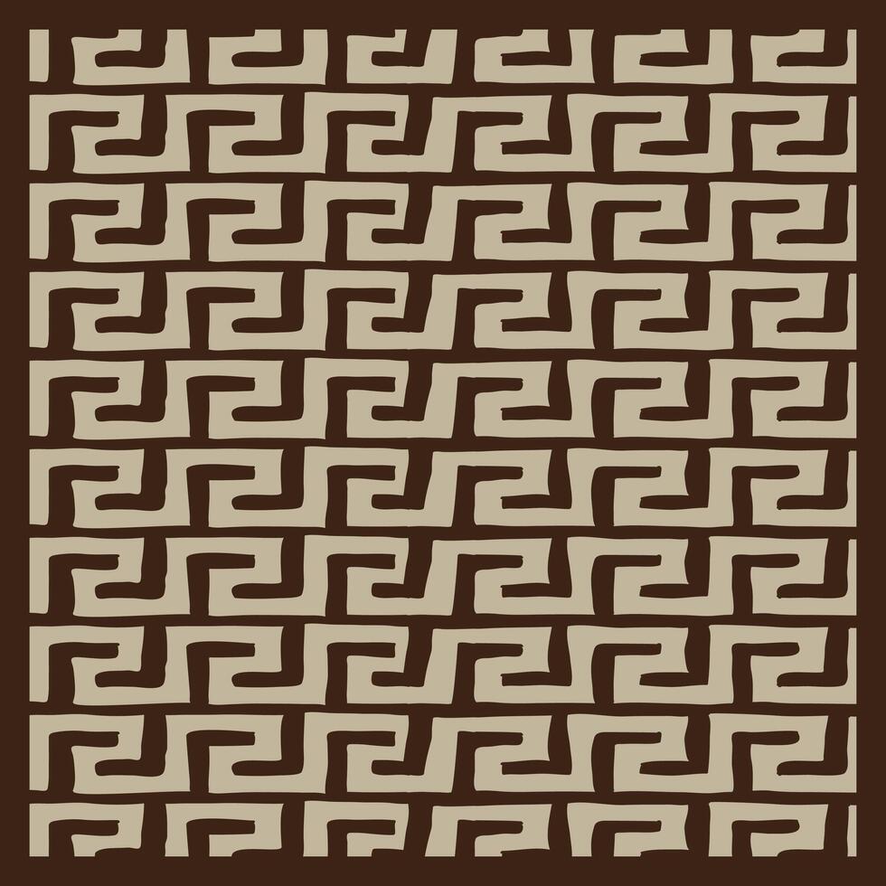 Brown Greek Key Geometric Pattern vector