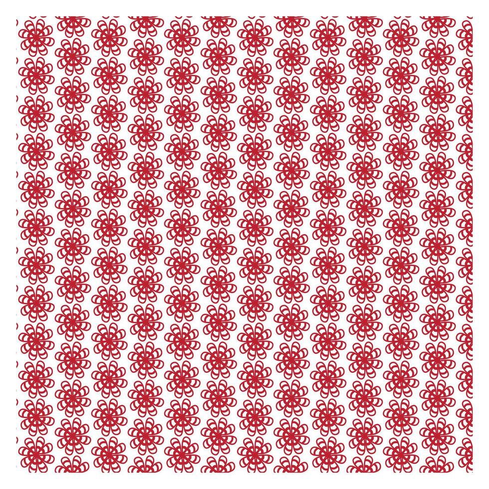 Red Floral Symmetric Repeating Pattern vector