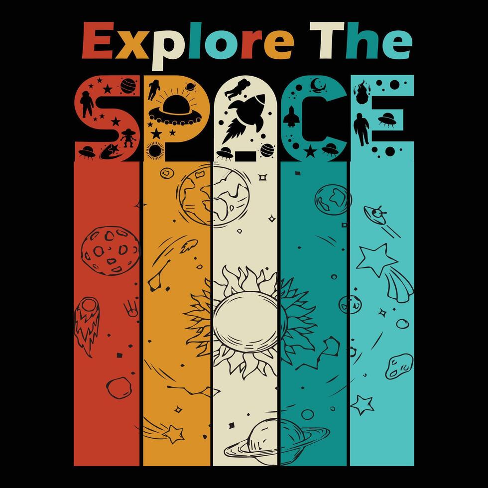 space T-shirt Design Template vector