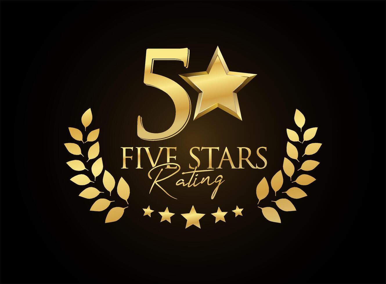 Five stars rating award winner emblem of gold laurel wreath stock illustration vector