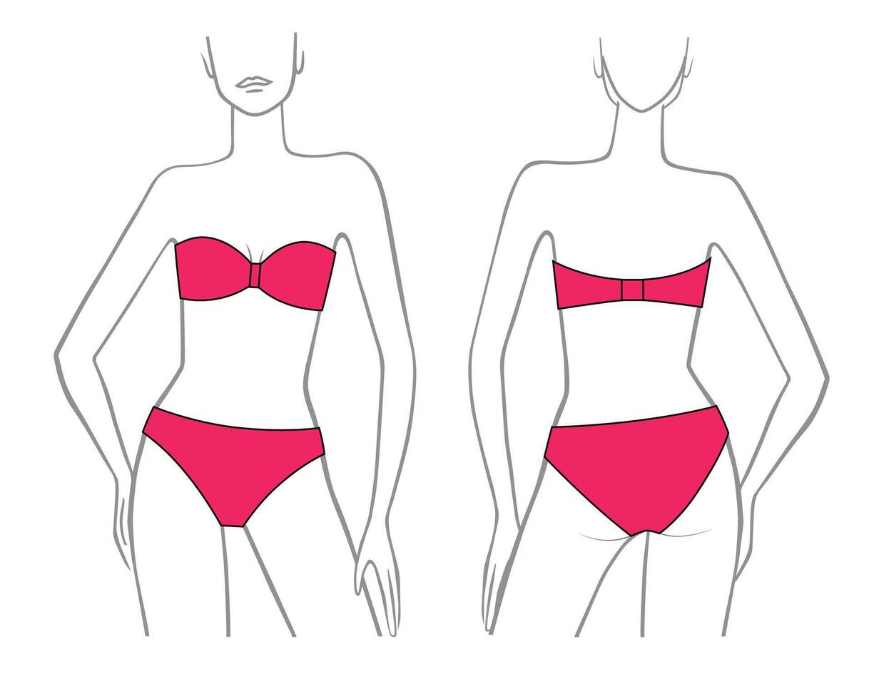 Female body shapes in a red swimsuit vector