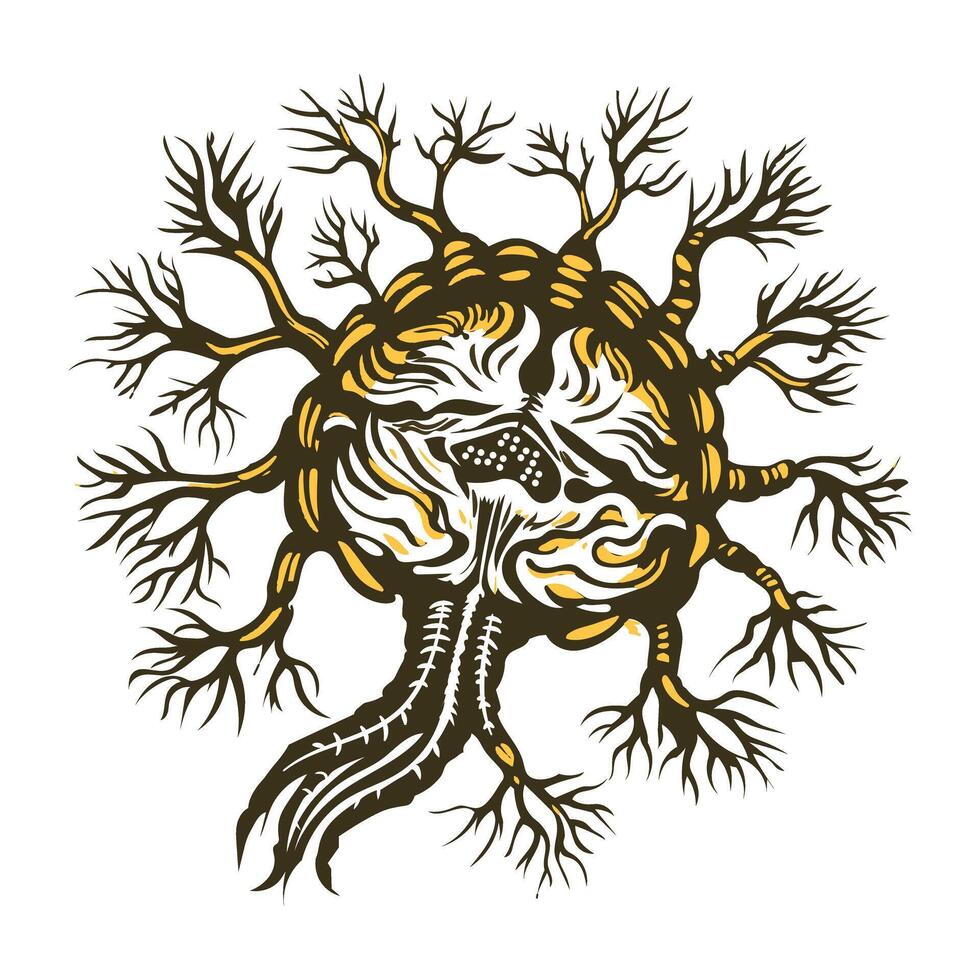 An illustration of nervous tissue in vintage style vector