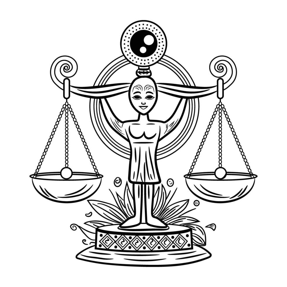 The symbol of justice is holding a balance scale vector