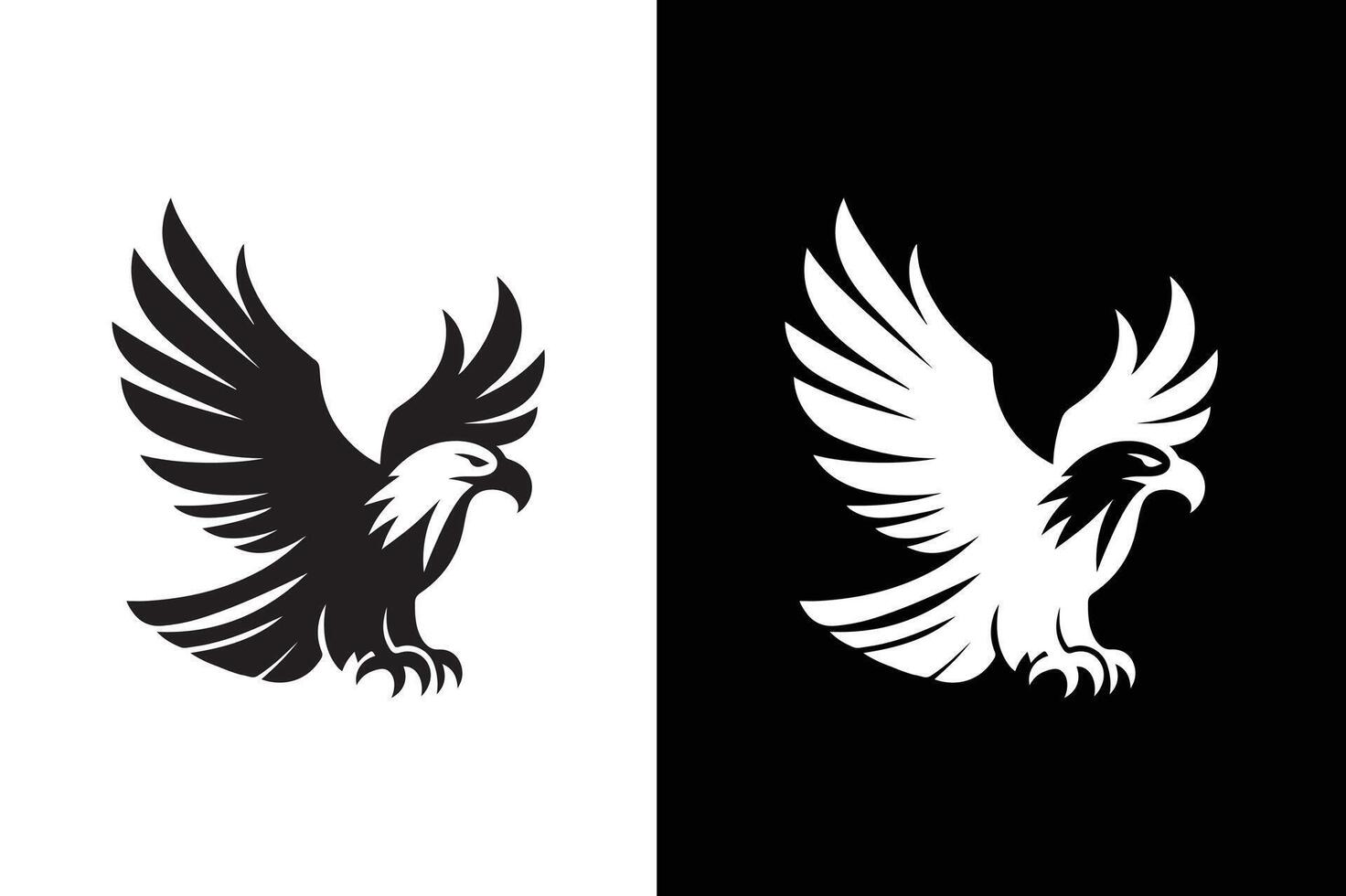 Eagle Powerful Icon. Black and White Silhouette Illustration vector