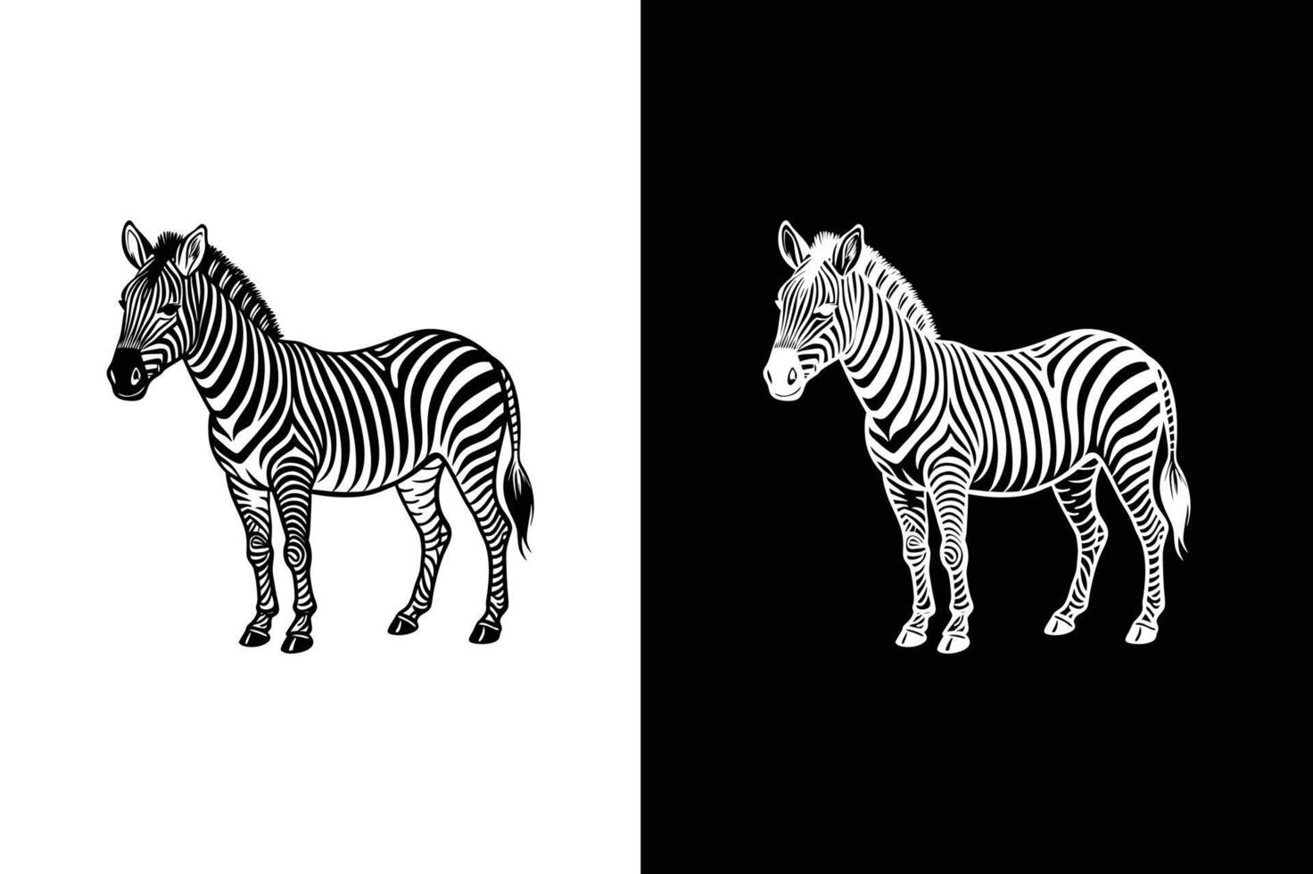 Black Zebra Logo Template. Artistic Animal Silhouette for Icon Designs vector