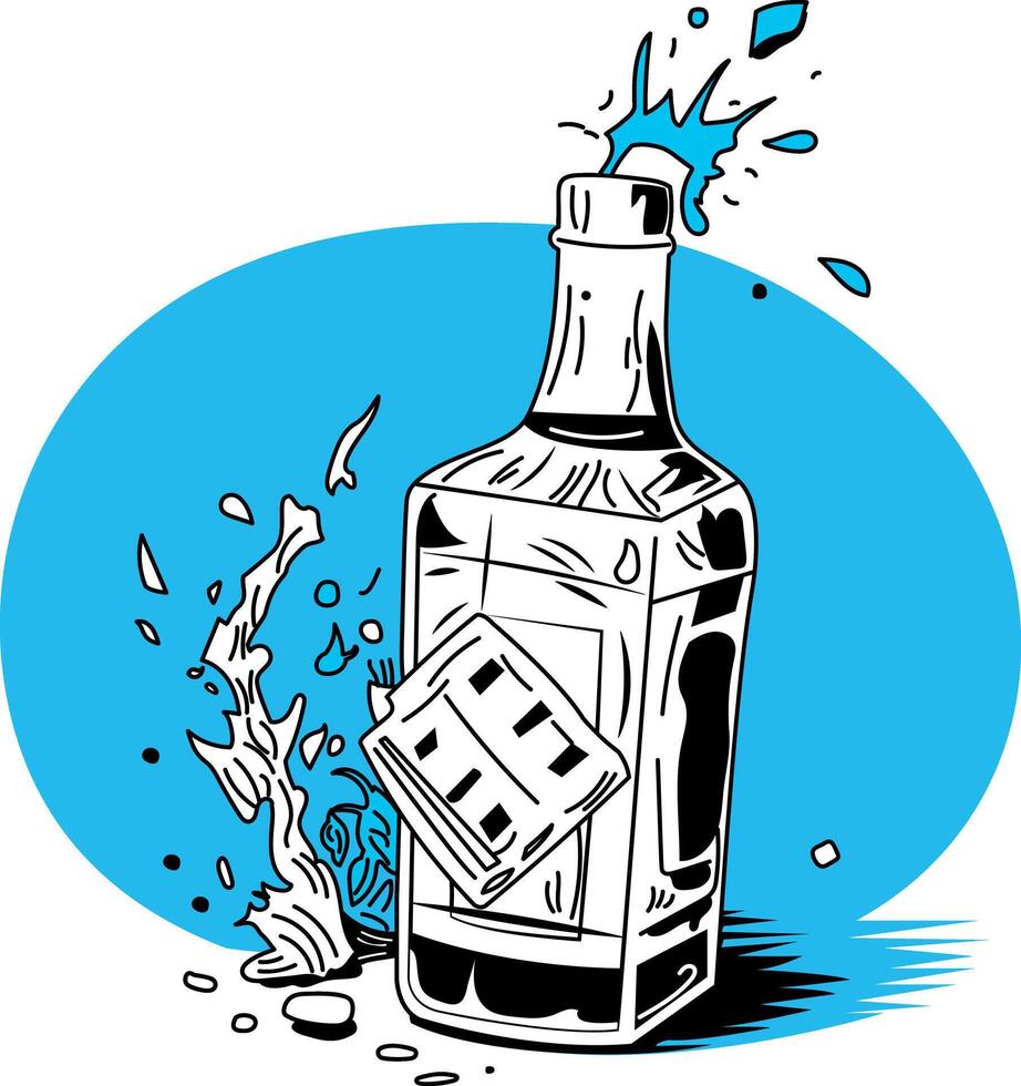 Vintage illustration of a whisky bottle vector