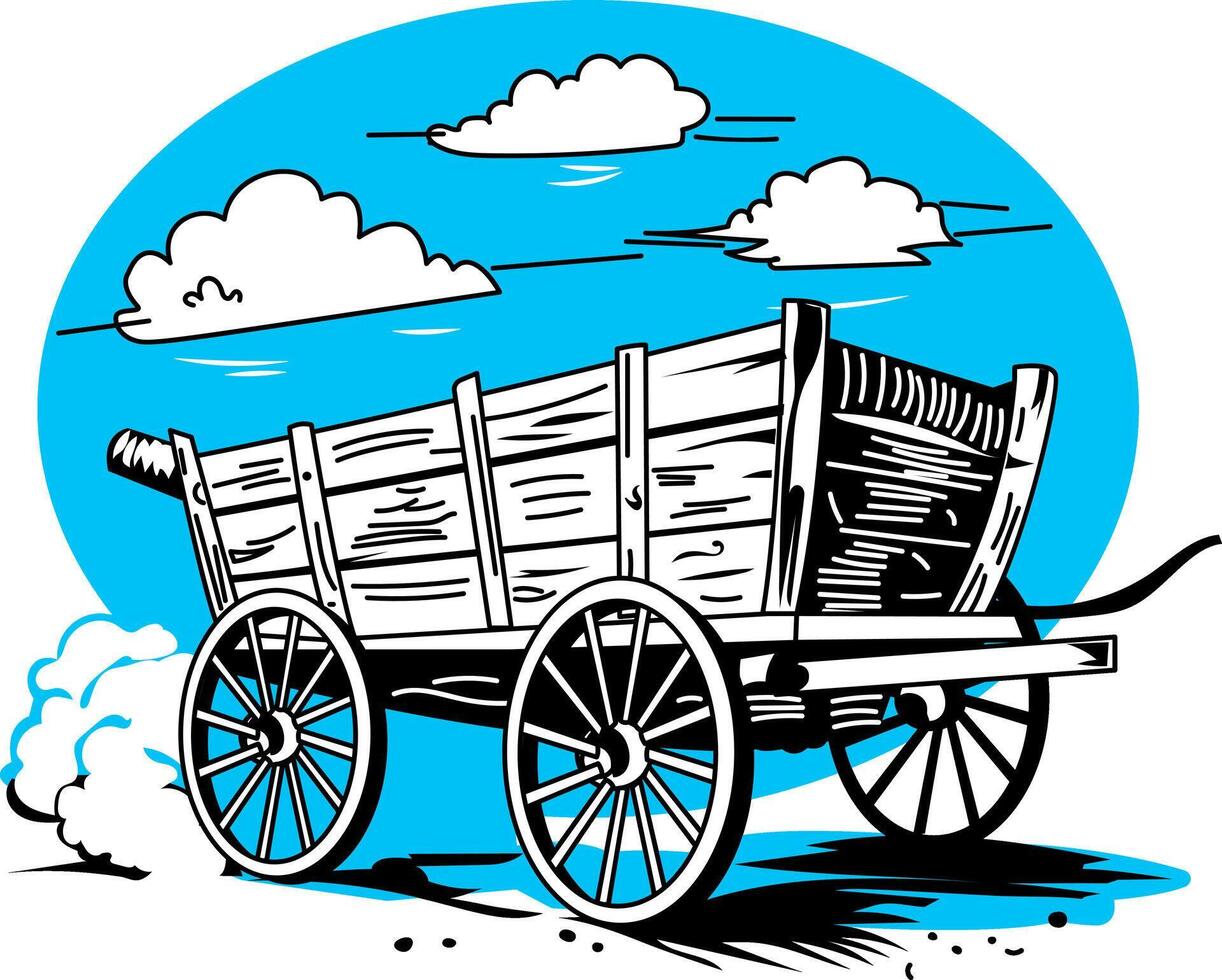 An old wagon with a cannon on it vector