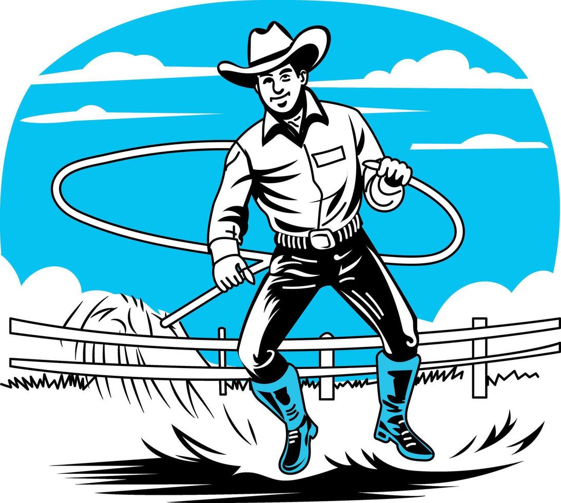 Cowboy with rope and lasso vector