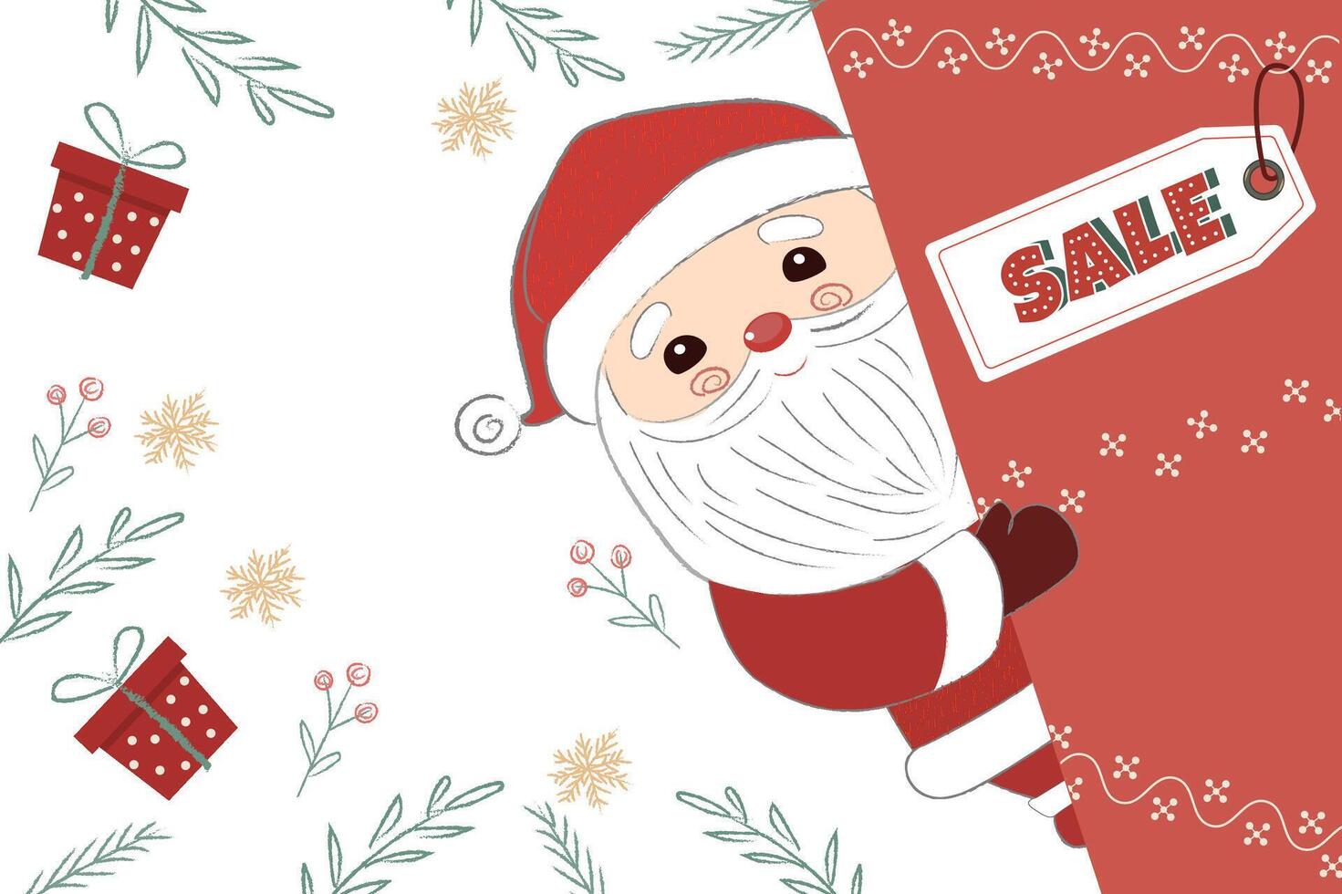 cute banner with Santa Claus vector