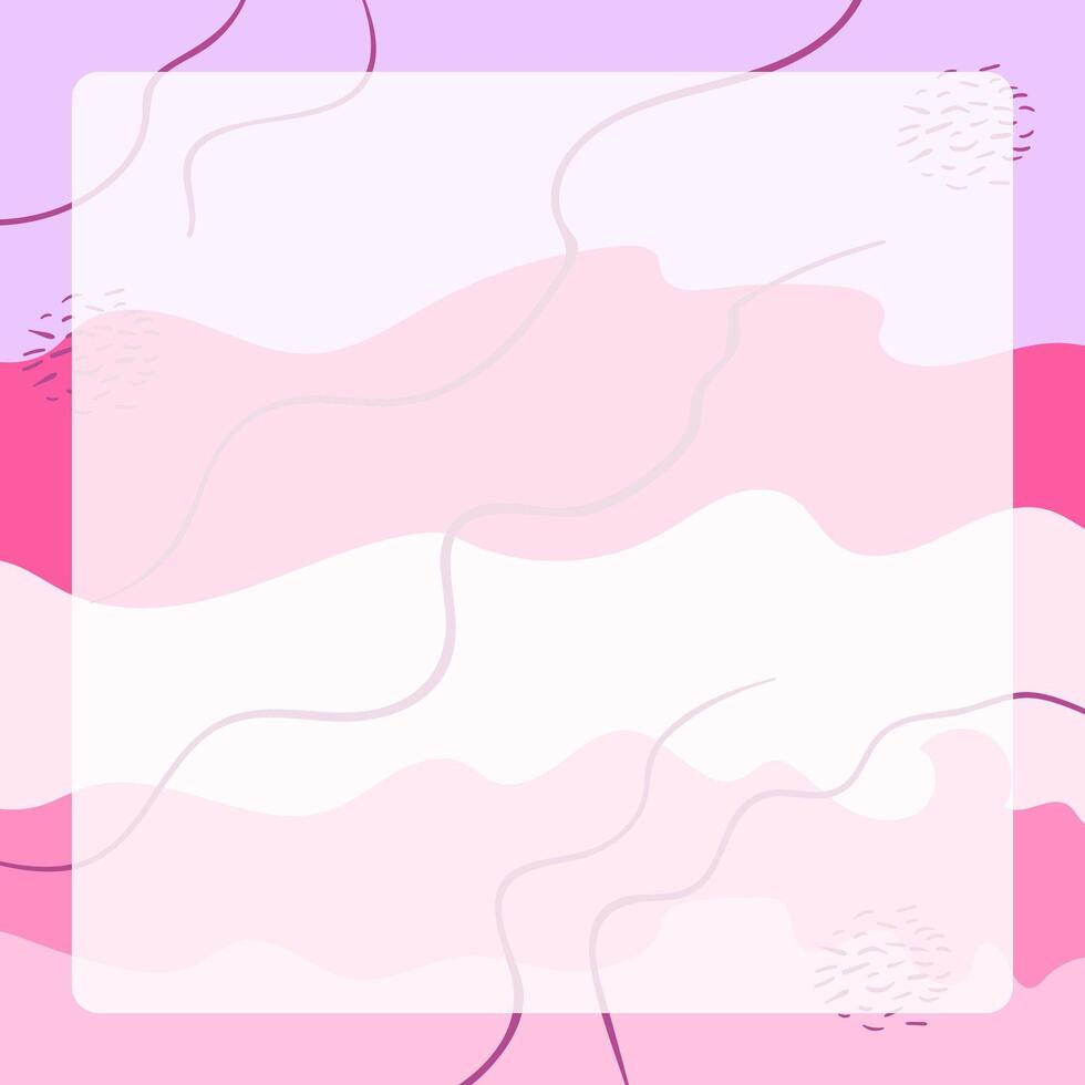 Abstract square background in pastel and vibrant colors with curved lines. Modern geometric Memphis texture. Stock illustration in minimalist simple doodle style vector