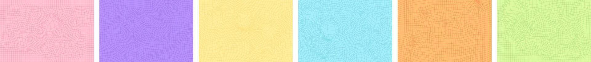 Set of retro Psychedelic Psychedelic Checkerboard Pattern background. Groovy Funky Textures. Stock Illustration in Flat Style vector