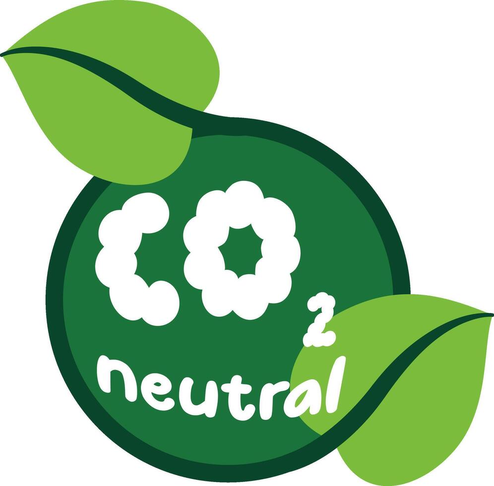 Carbon neutral eco badge with CO2 symbol for sustainable and environmentally friendly initiatives. Stock illustration isolated on white background. vector