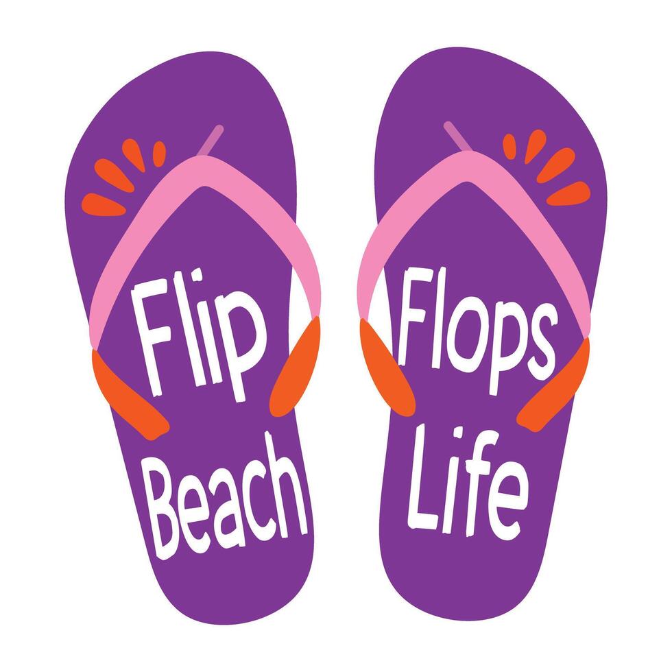 Flat style sticker of flip flops with beach life text vector