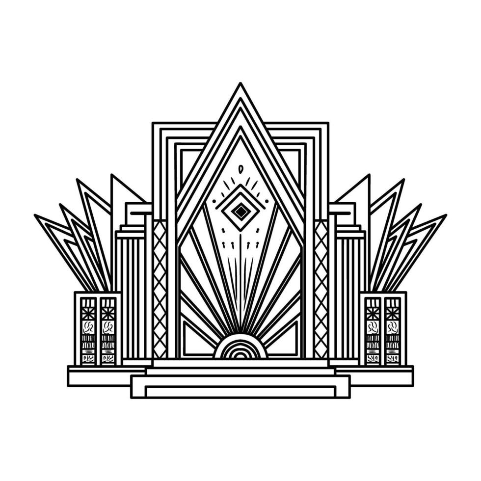 Art deco style building with a sunburst vector