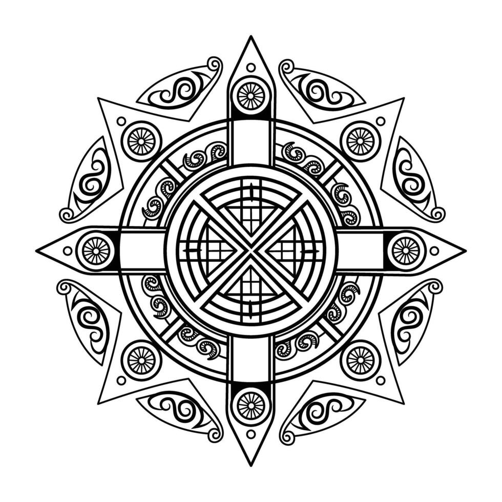 A black and white drawing of a celtic star vector