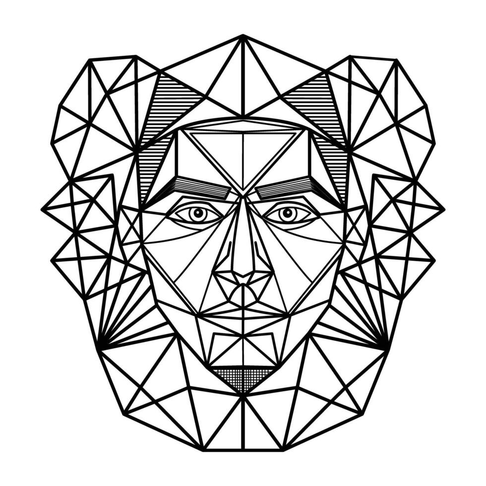 A geometric drawing of a man's face vector